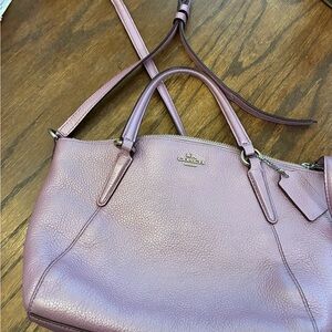 Coach Pebbled Leather Satchel in Mauve